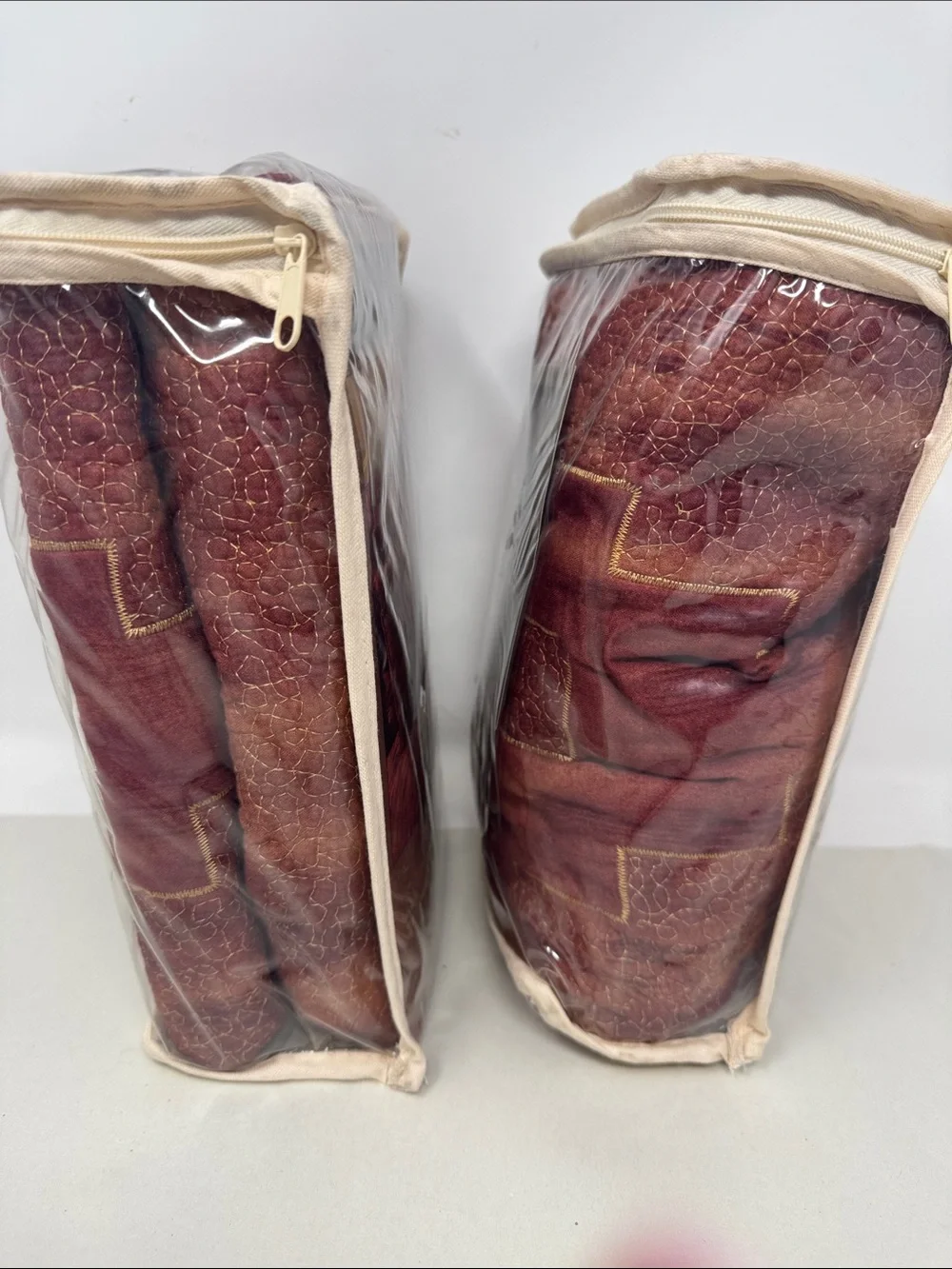 VINTAGE DONNA SHARP KING PILLOW SHAMS RED DESERT LOT / PAIR OF 2 QUILTED